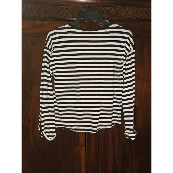 Jessica Simpson Girls Black White Striped Reversible Sequin Eiffel Tower Top L - Picture 3 of 5